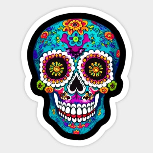 Sugar Skull Drawing Multicolored Sticker